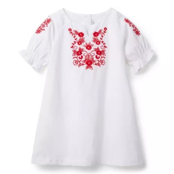 Janie and Jack White Dress with Red Embroidery Tunic Girl's Dress Size 7 - Picture 1 of 10